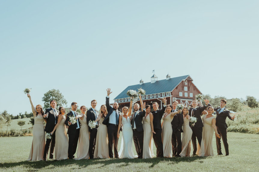 Elegant outdoor wedding celebration at Zion Springs with panoramic views of Loudoun County.